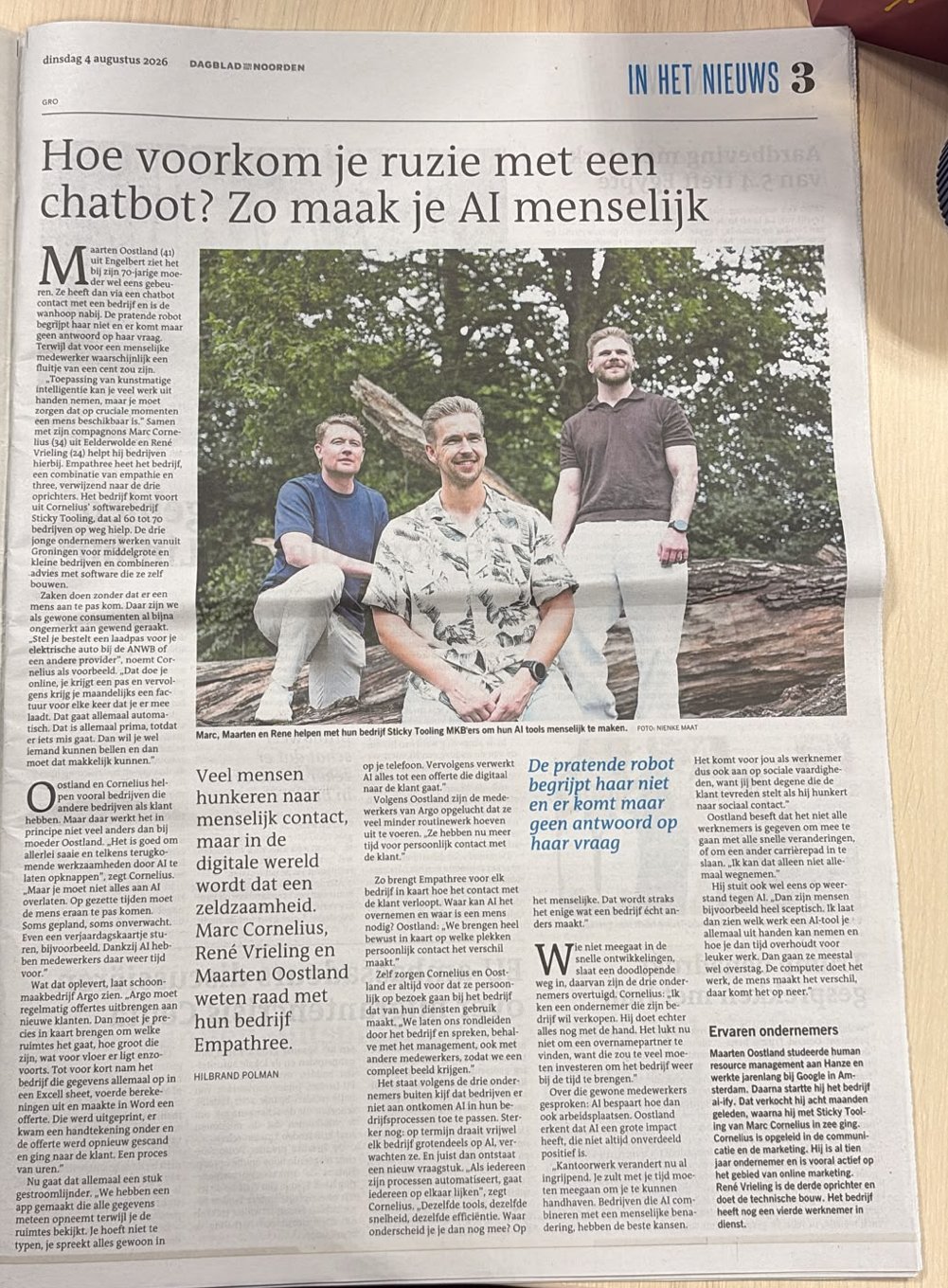Dagblad van het Noorden: Hoe voorkom je ruzie met een chatbot? Zo maak je AI menselijk
